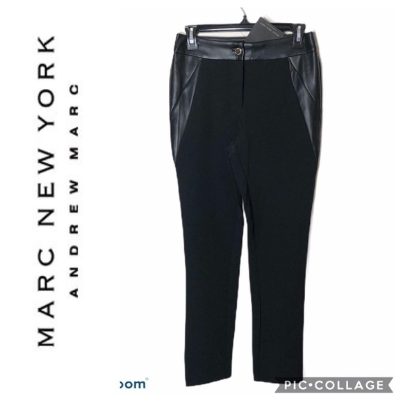 Marc New York Vegan Leather Trim Pants NWT Sz 2 - Picture 1 of 8